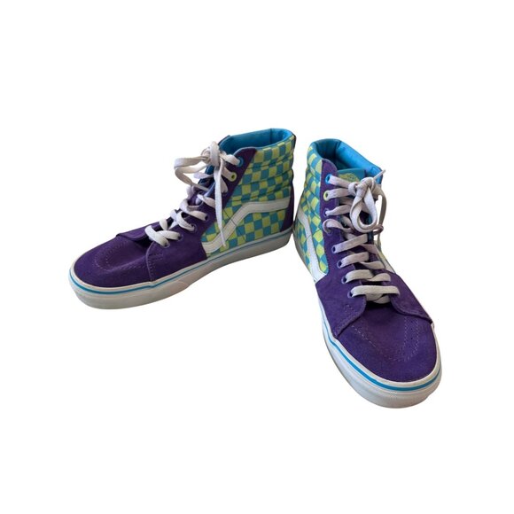 Vans unisex Sk8 Hi Purple Green Checkerboard Sneaker Sz 9 SKU 8997 - Picture 2 of 16